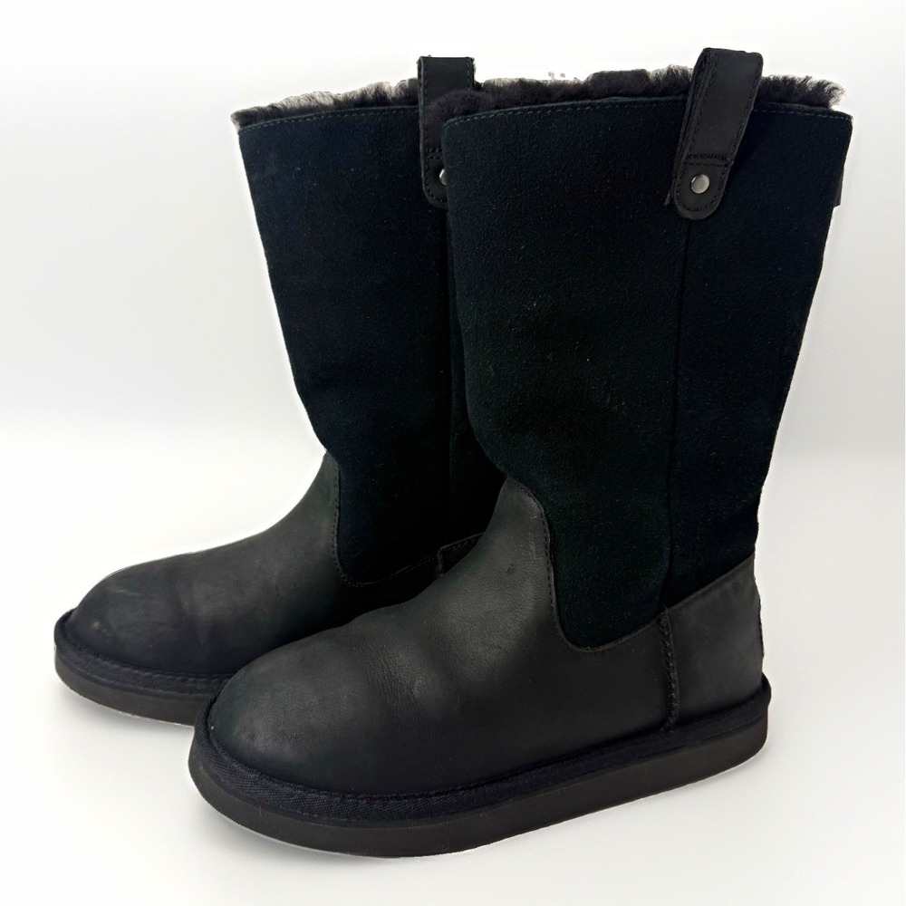 UGG Kids Black Suede Faux Fur Lined Zip Boots US 4 EU 34 UK 3 1013287K